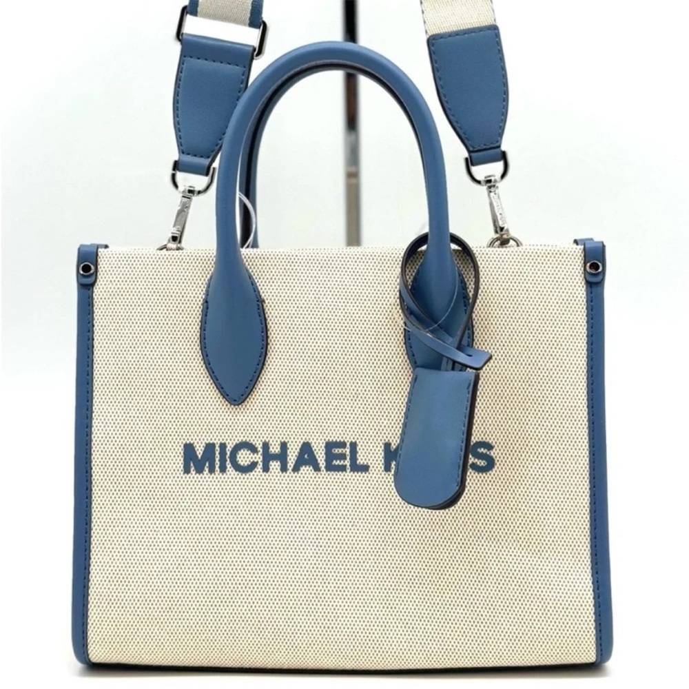 Michael Kors Mirella Small Pebbled Leather Crossbody Bag Denim Blue